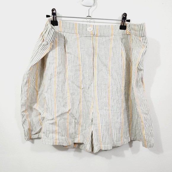 Wild Fable Ivory Double-Breasted Vertical Striped Linen Short Suit Plus Size XXL - Picture 14 of 16